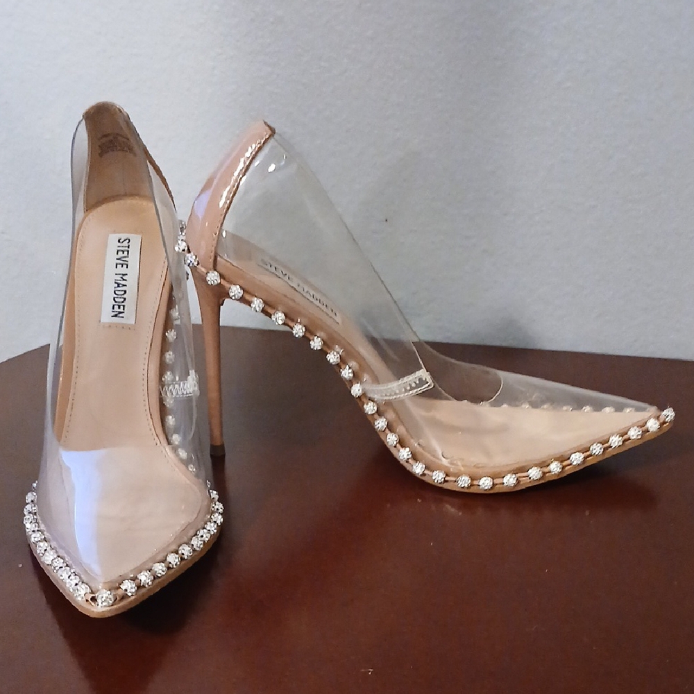 Steve Madden Women's Clear and Tan Heels - Picture 2 of 8